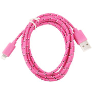2m Nylon Netting USB Data Transfer Charging Cable For iPhone, iPad(Magenta)