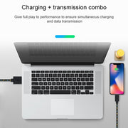 2m Nylon Netting USB Data Transfer Charging Cable For iPhone, iPad(Magenta)