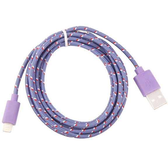 2m Nylon Netting USB Data Transfer Charging Cable For iPhone, iPad(Purple)