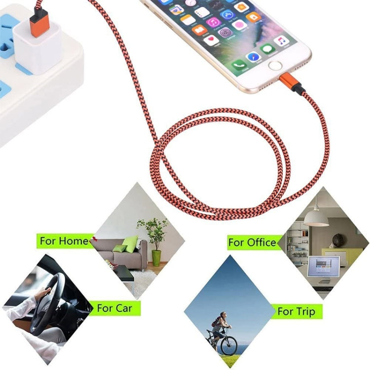 2A Woven Style USB to 8 Pin Sync Data / Charging Cable, Cable Length: 1m(Orange)