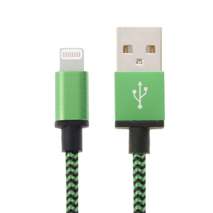 2A Woven Style USB to 8 Pin Sync Data / Charging Cable, Cable Length: 1m(Green)
