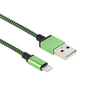 2A Woven Style USB to 8 Pin Sync Data / Charging Cable, Cable Length: 1m(Green)