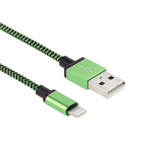 2A Woven Style USB to 8 Pin Sync Data / Charging Cable, Cable Length: 1m(Green)