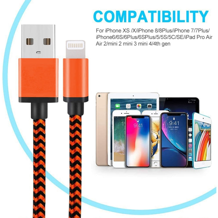 2A Woven Style USB to 8 Pin Sync Data / Charging Cable, Cable Length: 1m(Green)