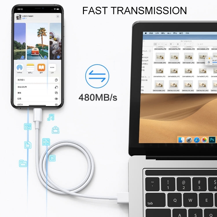 2m Super Quality Multiple Strands TPE Material USB Sync Data Charging Cable(White)