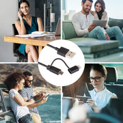 1m MFI 2 in 1 8 pin + Micro USB 2.0 Male to USB Data Sync Charging Cable(Black)