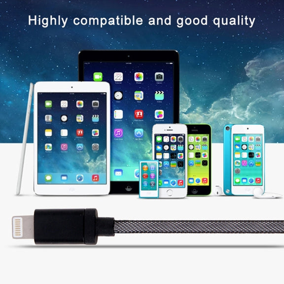 Net Style Metal Head 8 Pin to USB Data / Charger Cable, Cable Length: 1m(Black)
