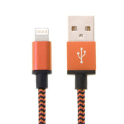 2m Woven Style 8 Pin to USB Sync Data / Charging Cable(Orange)