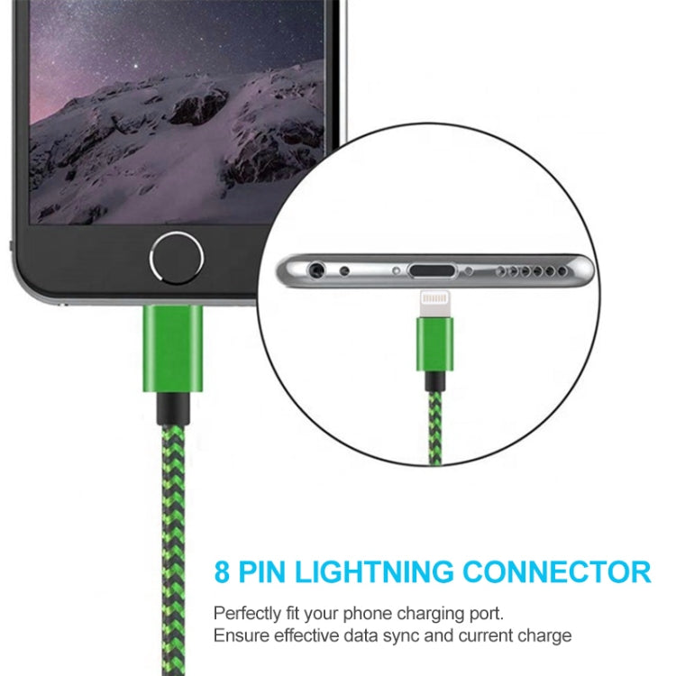 2m Woven Style 8 Pin to USB Sync Data / Charging Cable(Magenta)