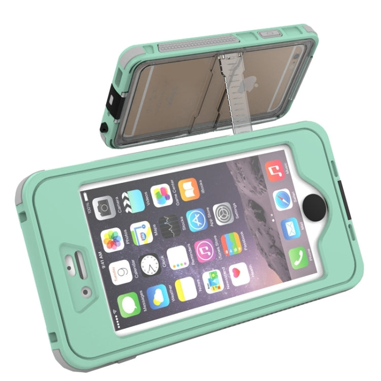 Water-resistant Dustproof Shockproof Crushproof Noctilucent Protective Case with Holder for iPhone 6 & 6S(Green)