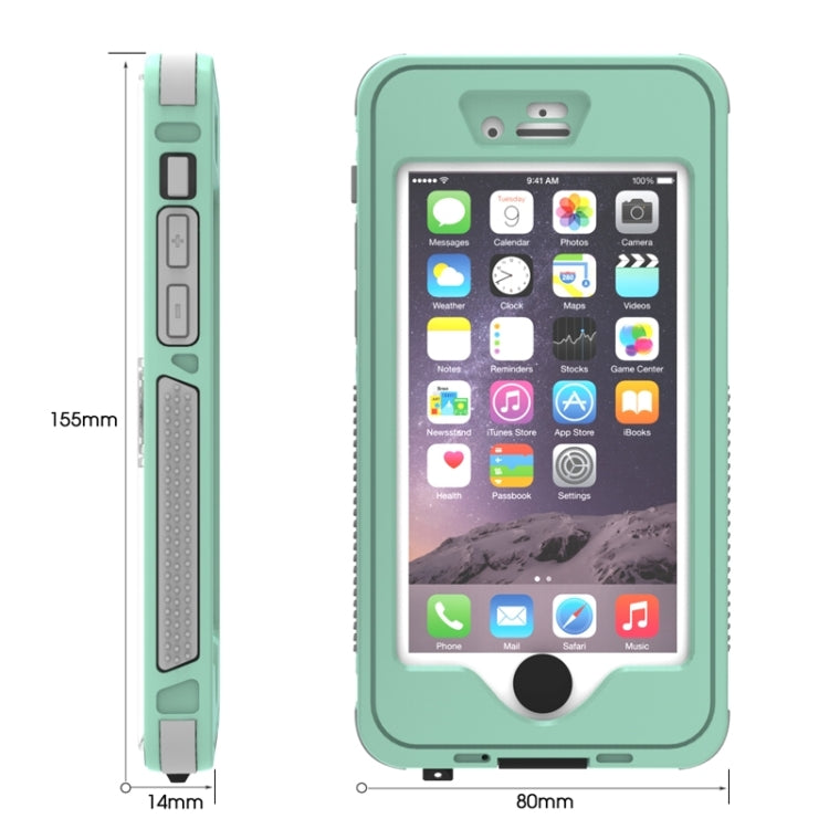 Water-resistant Dustproof Shockproof Crushproof Noctilucent Protective Case with Holder for iPhone 6 & 6S(Green)