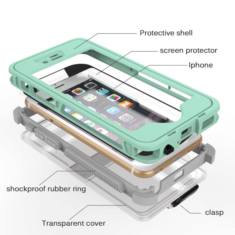 Water-resistant Dustproof Shockproof Crushproof Noctilucent Protective Case with Holder for iPhone 6 & 6S(Green)