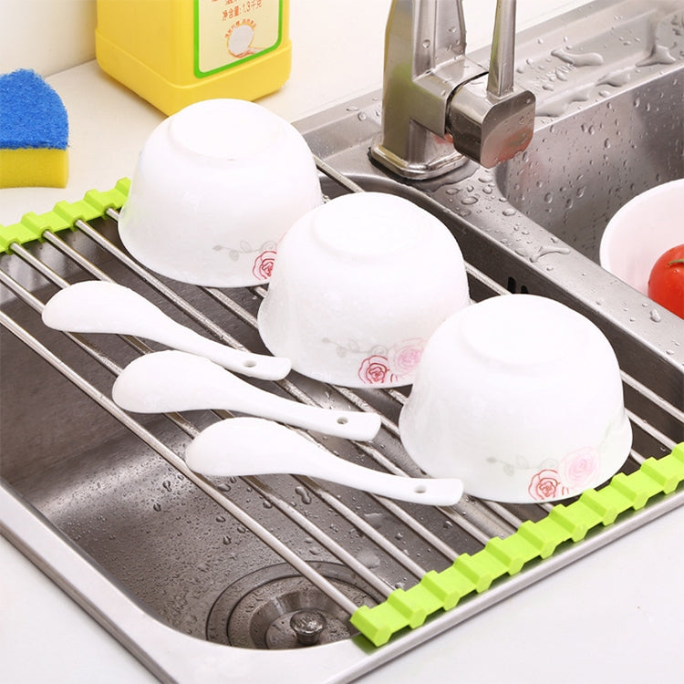 40x24x0.9cm Stainless Steel Folding Drain Rack(Green)
