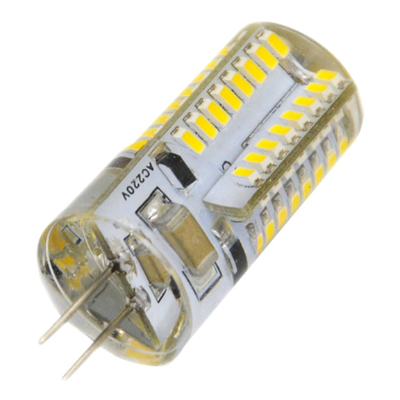 G4 4W 200LM  Silicone Corn Light Bulb, 64 LED SMD 3014, Warm White Light, AC 220V