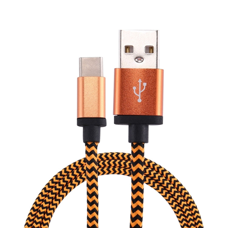 1m Woven Style USB-C / Type-C 3.1 to USB 2.0 Data Sync Charge Cable(Orange)