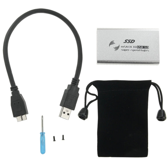 6gb/s mSATA Solid State Disk SSD to USB 3.0 Hard Disk Case(Silver)