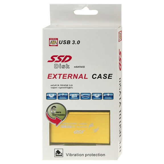 6gb/s mSATA Solid State Disk SSD to USB 3.0 Hard Disk Case(Gold)