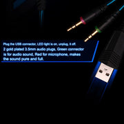 EACH G2000 Over-ear Stereo Bass Gaming Headset with Mic & LED Light for Computer, Cable Length: 2.2m(Blue)