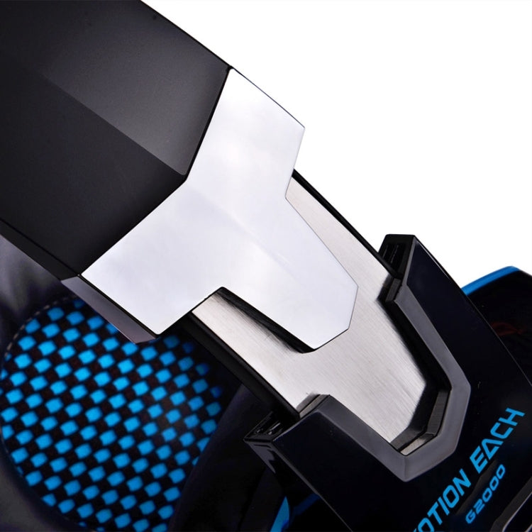 EACH G2000 Over-ear Stereo Bass Gaming Headset with Mic & LED Light for Computer, Cable Length: 2.2m(Blue)