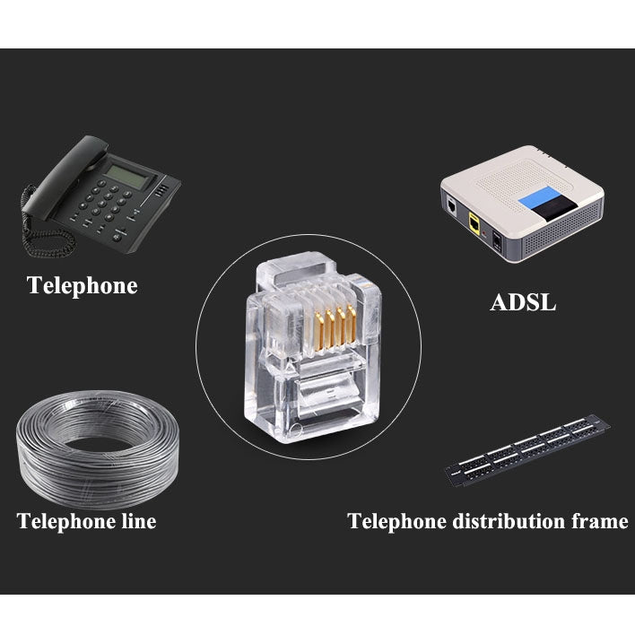 RJ11 Modular Plug Telephone Connector (1000pcs in one packaging, the price is for 1000pcs)