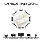 Gold Plated Head CAT7 High Speed 10Gbps Ultra-thin Flat Ethernet Network LAN Cable(15m)