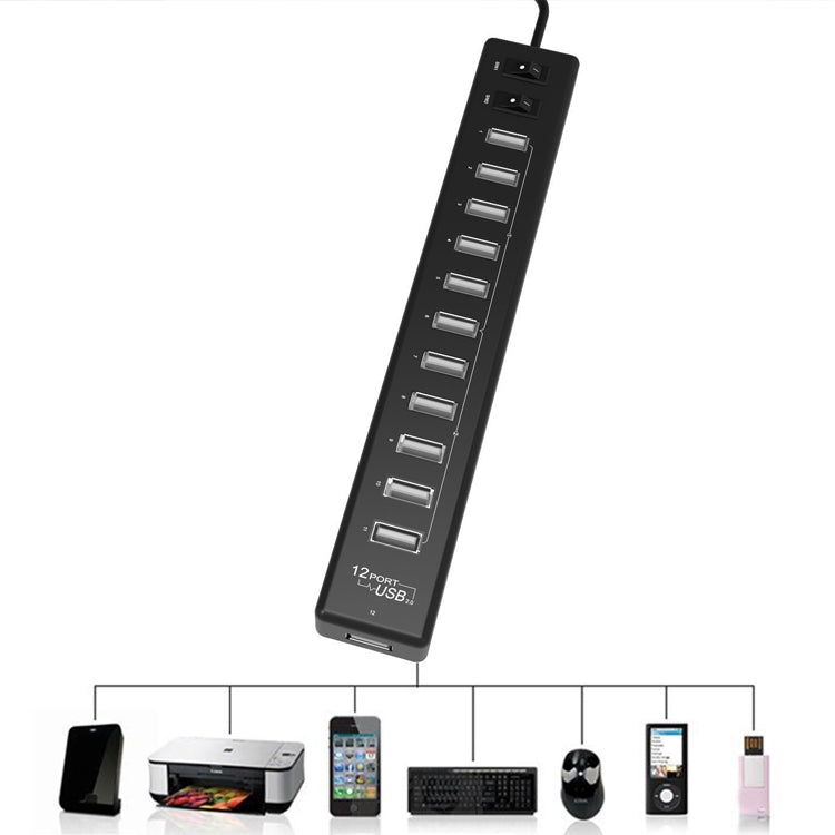 12-Port USB 2.0 HUB，Suitable for Notebook / Netbook(White)