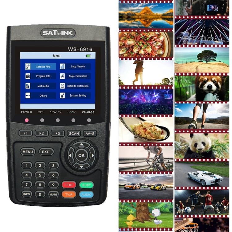 SATLINK WS6916 Digital Satellite Signal Finder Meter, 3.5 inch TFT LCD Screen, Support DVB-S / S2, MPEG-2 / MPEG-4(EU Plug)