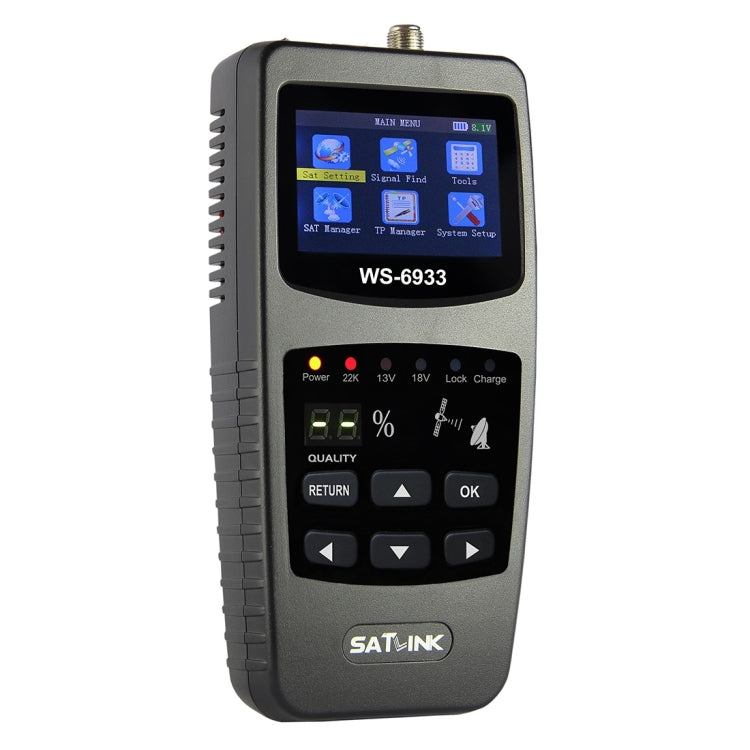 SATLINK WS6933 Portable Digital Satellite Finder Meter, 2.1 inch LCD Colour Screen, DVB-S2/S Signal Pointer(UK Plug)