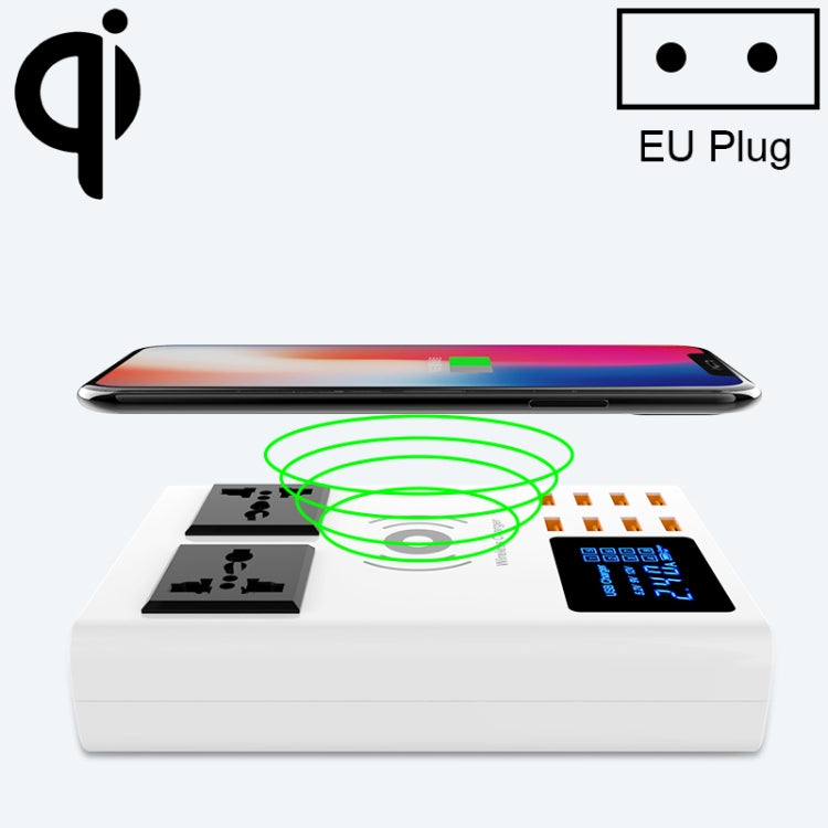 YC-CDA10W 10W Multi Port USB Intelligent Digital Display Fast Charging Wireless Charger, EU Plug