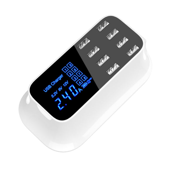 YC-CDA19A 8-port USB Multi-function 40W Intelligent Digital Display Fast Charging Dock, US Plug