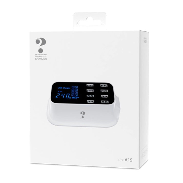 YC-CDA19A 8-port USB Multi-function 40W Intelligent Digital Display Fast Charging Dock, US Plug