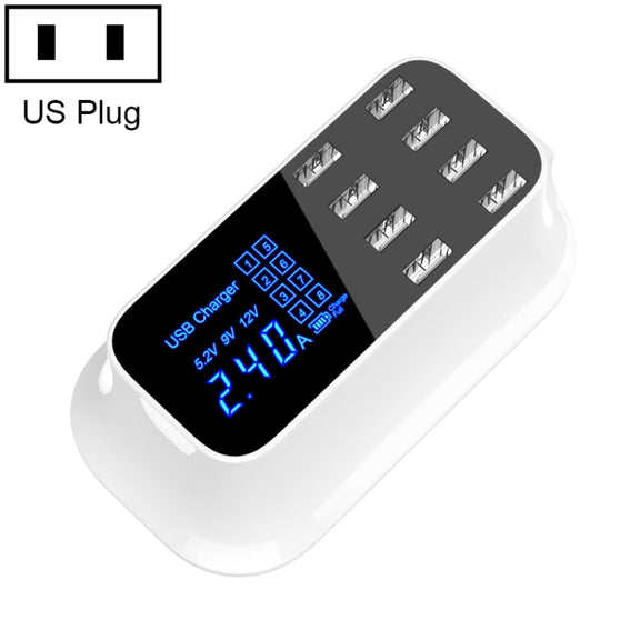 YC-CDA19A 8-port USB Multi-function 40W Intelligent Digital Display Fast Charging Dock, US Plug