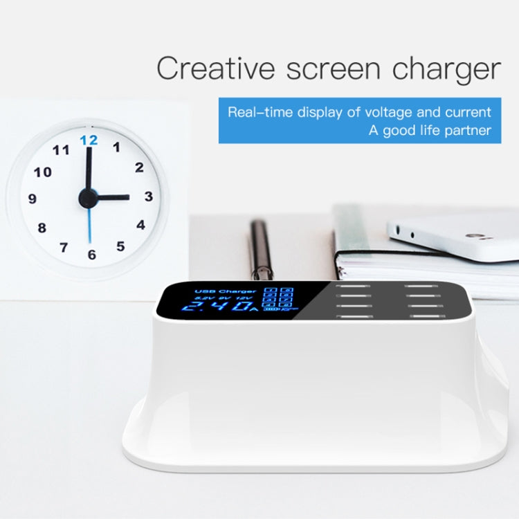 YC-CDA19A 8-port USB Multi-function 40W Intelligent Digital Display Fast Charging Dock, US Plug