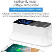 YC-CDA19A 8-port USB Multi-function 40W Intelligent Digital Display Fast Charging Dock, US Plug