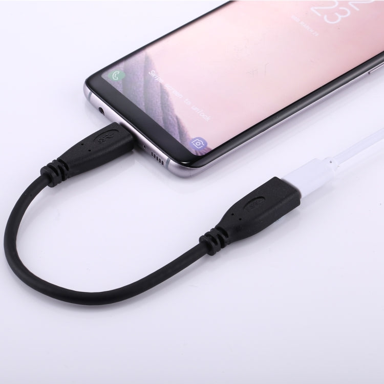 20cm USB-C / Type-C 3.1 Male to USB-C / Type-C Female Connector Adapter Cable(Black)