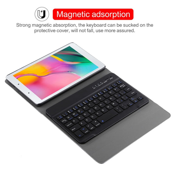 Ultra-thin Detachable Magnetic Bluetooth Keyboard Leather Tablet Case for Galaxy Tab A 8.0 2019 P200 / P205, with Holder(Black)