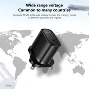 Yesido YC76BL PD 20W USB-C / Type-C Port Quick Charger with Type-C to 8 Pin Cable, UK Plug (Black)