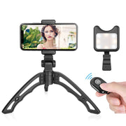APEXEL Portable Handheld Lazy Live Broadcast Desktop Folding Universal Bluetooth Tripod Phone Holder with Flashlight