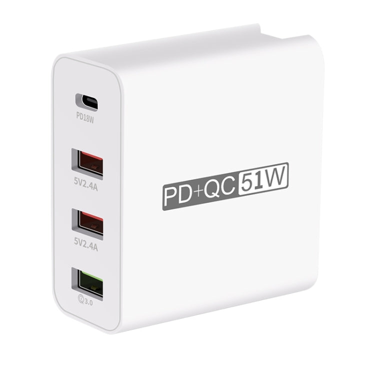 WLX-A6 4 Ports Quick Charging USB Travel Charger Power Adapter, US Plug