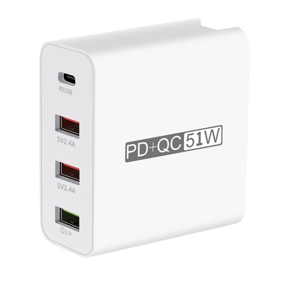 WLX-A6 4 Ports Quick Charging USB Travel Charger Power Adapter, US Plug