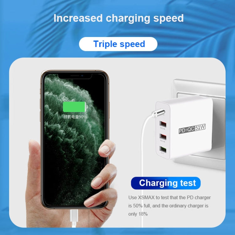 WLX-A6 4 Ports Quick Charging USB Travel Charger Power Adapter, EU Plug