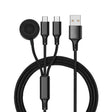 For iPhone / Apple Watch 3 In 1 8 Pin + Type-C / USB-C + Magnetic Charging Base Multi-function Charging Cable, Length: 1m(Black) - Multifunction Cable by PMC TechLife | Online Shopping South Africa | PMC TechLife | Buy Now Pay Later Mobicred