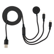 For iPhone / Apple Watch 3 In 1 8 Pin + Type-C / USB-C + Magnetic Charging Base Multi-function Charging Cable, Length: 1m(Black)