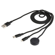 For iPhone / Apple Watch 3 In 1 8 Pin + Type-C / USB-C + Magnetic Charging Base Multi-function Charging Cable, Length: 1m(Black)