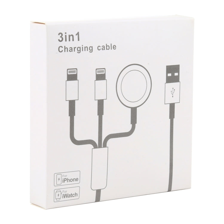 For iPhone / Apple Watch 3 In 1 8 Pin + Type-C / USB-C + Magnetic Charging Base Multi-function Charging Cable, Length: 1m(Red)