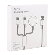 For iPhone / Apple Watch 3 In 1 8 Pin + Type-C / USB-C + Magnetic Charging Base Multi-function Charging Cable, Length: 1m(Red)