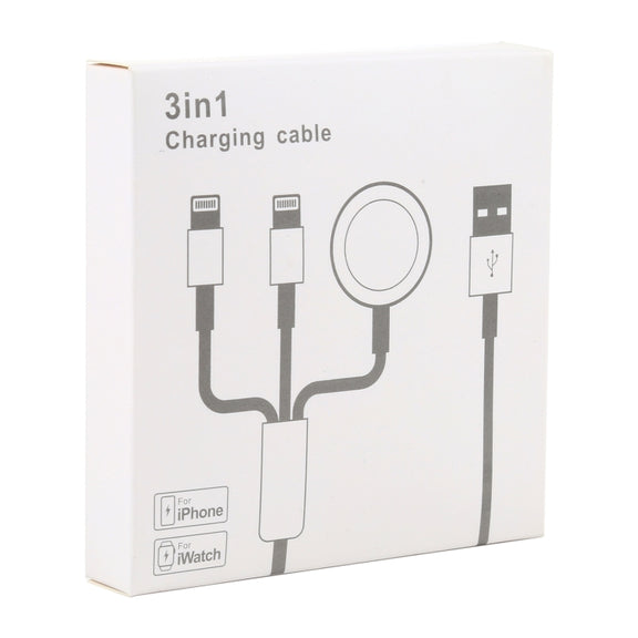 For iPhone / Apple Watch 3 In 1 8 Pin + Type-C / USB-C + Magnetic Charging Base Multi-function Charging Cable, Length: 1m(Red)