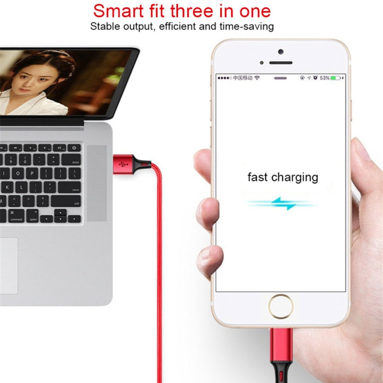 For iPhone / Apple Watch 3 In 1 8 Pin + Type-C / USB-C + Magnetic Charging Base Multi-function Charging Cable, Length: 1m(Red)