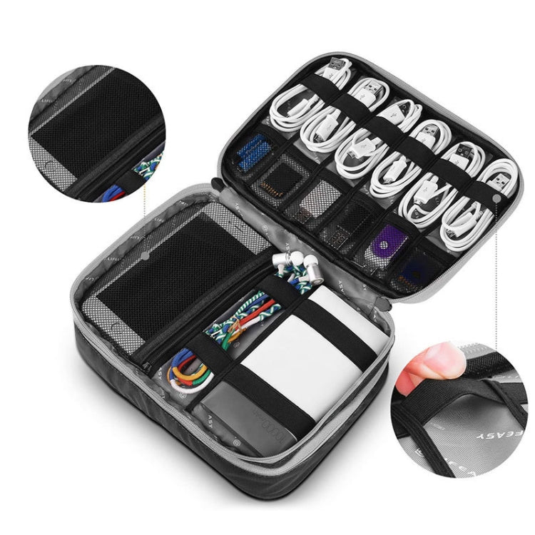 Multi-functional Headphone Charger Data Cable Storage Bag Portable Power Pack, Size:M, 25 x 18 x 5cm (Black)
