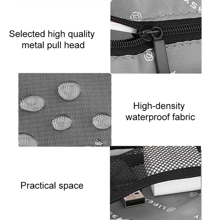 Multi-functional Headphone Charger Data Cable Storage Bag Portable Power Pack, Size:M, 25 x 18 x 5cm (Black)